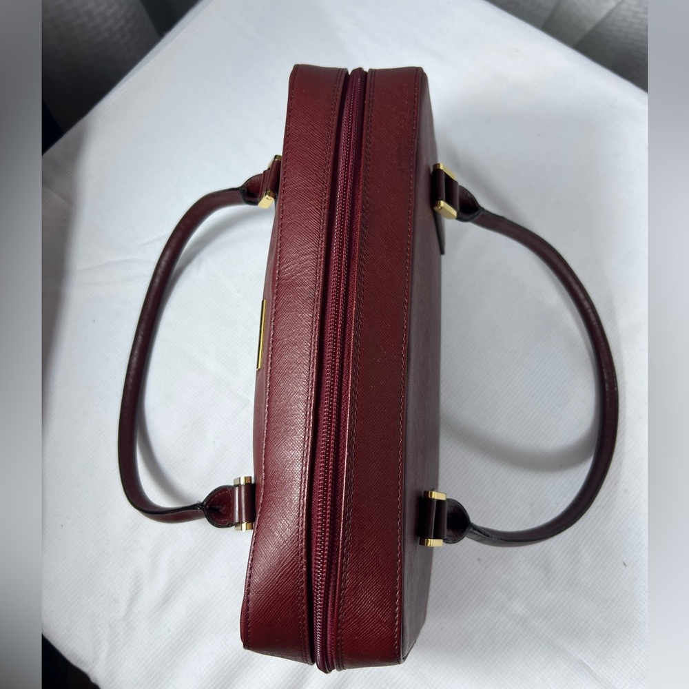 Burberry London Burgundy Saffiano Leather Satchel Re-Lined Authentic - Picture 5 of 16